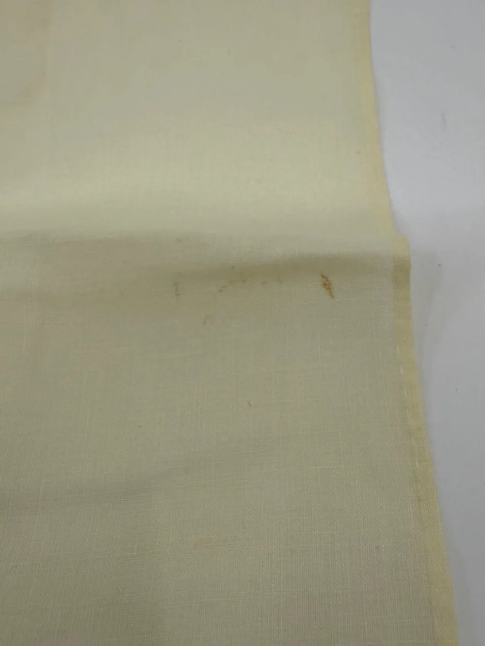 Pair Vintage Embroidered Pale Yellow Madeira Linen & Organza Fingertip Towels